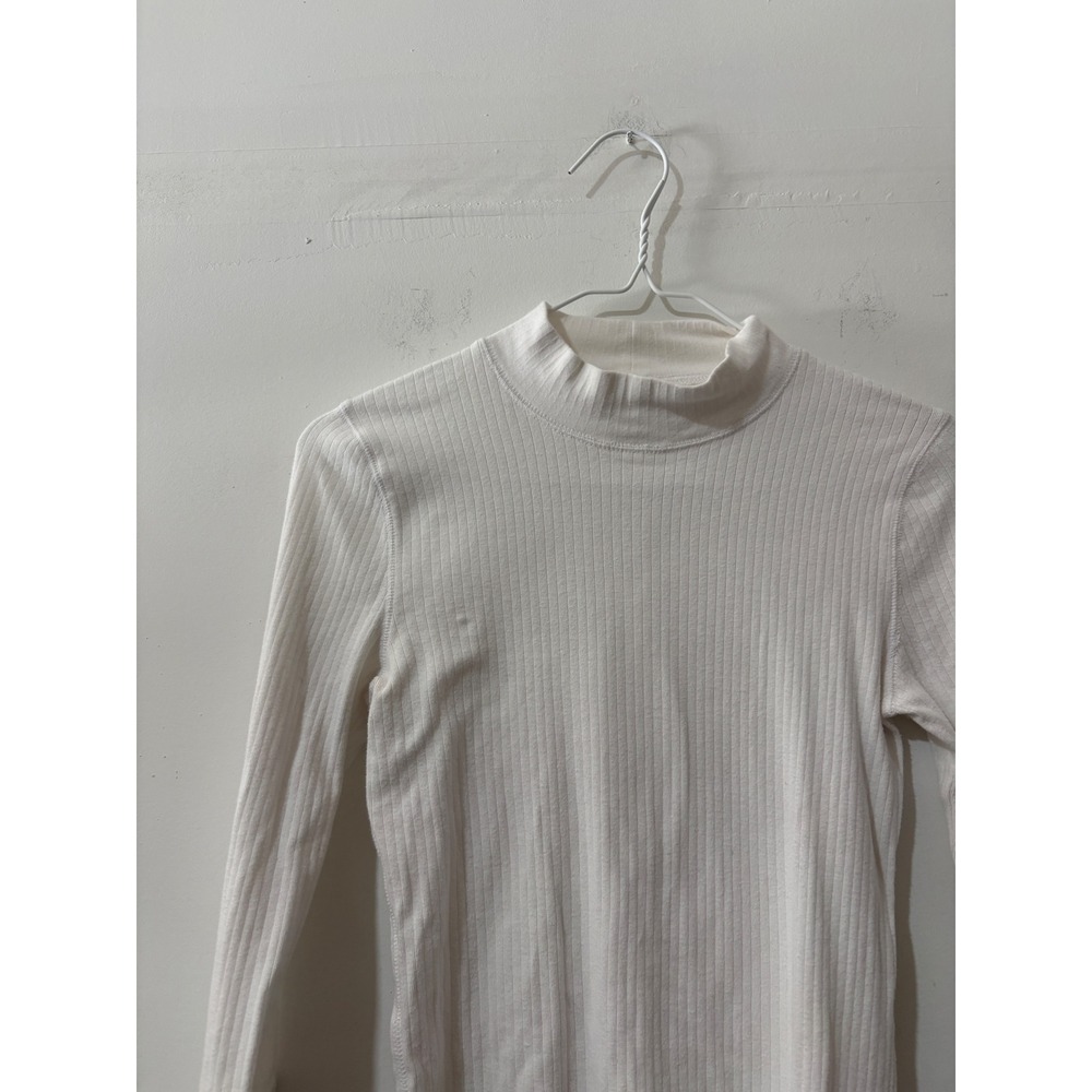 Free People Intimately Ribbed Mock Neck Long Sleeve Top Ivory White Small Cotton - Picture 2 of 6